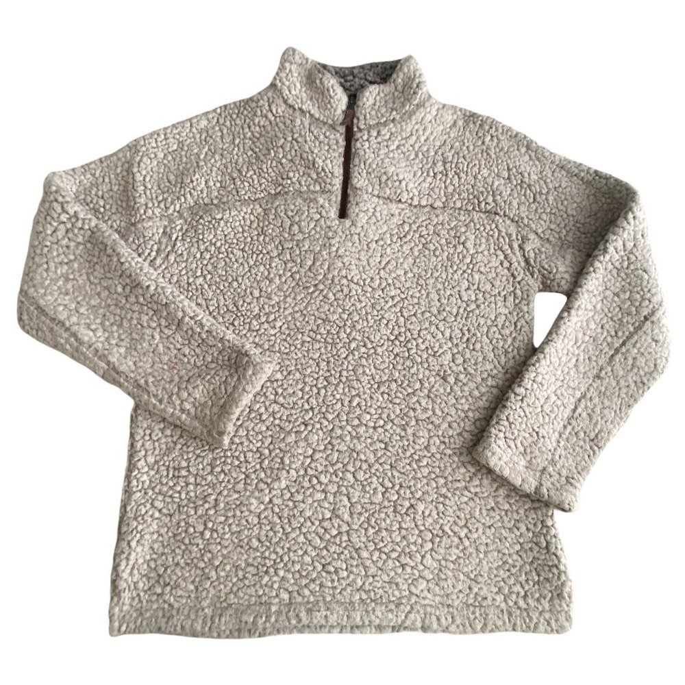 True Grit Fleece Sherpa Pullover 1/4 Zip Nubby Frosty Unisex Wheat Size Small
